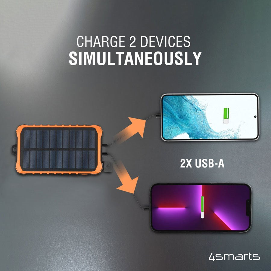 456633 4Smarts Prepper 12.000 Mah Solcelle Powerbank Med Håndsving, Sort 5