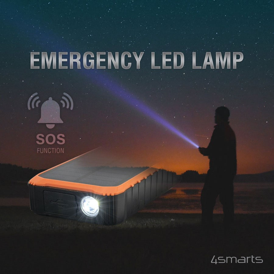 456633 4Smarts Prepper 12.000 Mah Solcelle Powerbank Med Håndsving, Sort 6