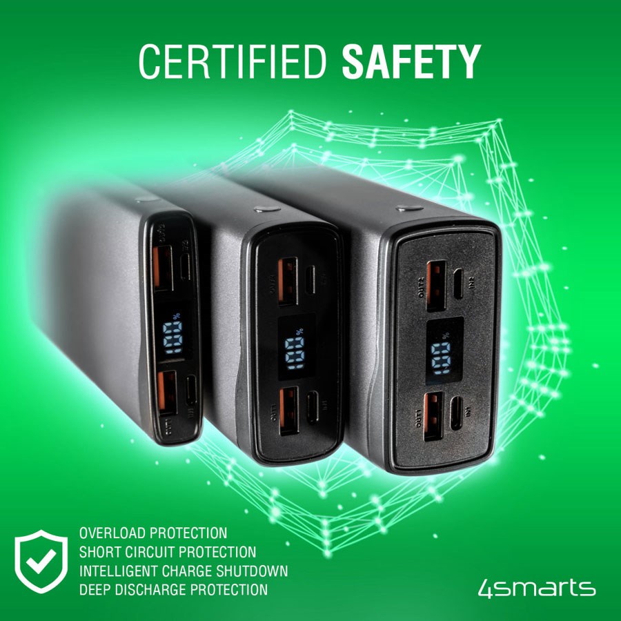 468777 4Smarts Volthub Pro 10.000 Mah Powerbank, 22.5W USB C PD Og QC 3.0, Gunmetal 2