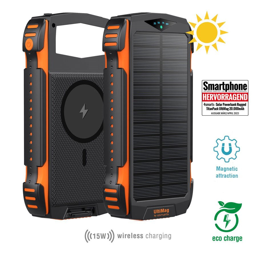 496560 4Smarts Rugged Titanpack Ultimag 20.000 Mah Solcelle Powerbank, Orange 1