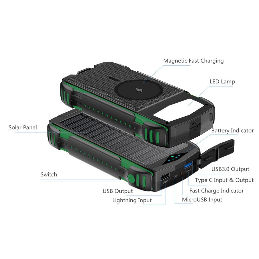 540244 4Smarts Rugged Titanpack Ultimag 20.000 Mah Solcelle Powerbank, Green 6