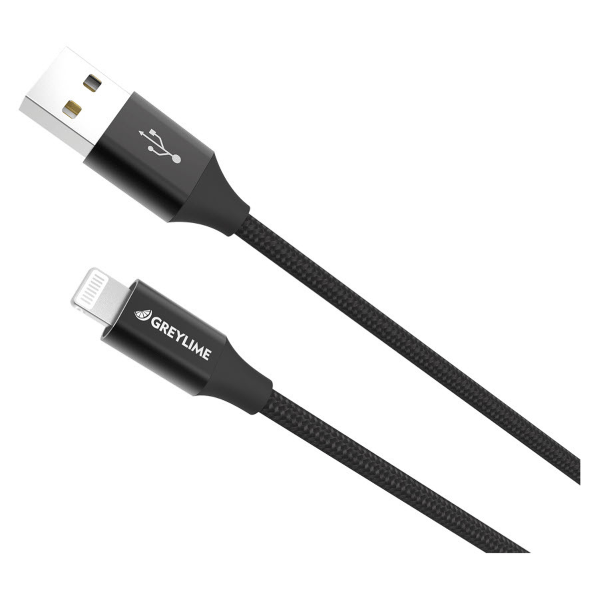 GreyLime Braided USB-A til MFi Lightning Kabel Sort 1 m – C21AL1M04 – produktbillede 2