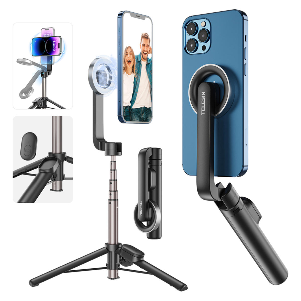 Telesin Mini Magnetisk Selfie Stick til smartphones – WS-22005 – produktbillede 2