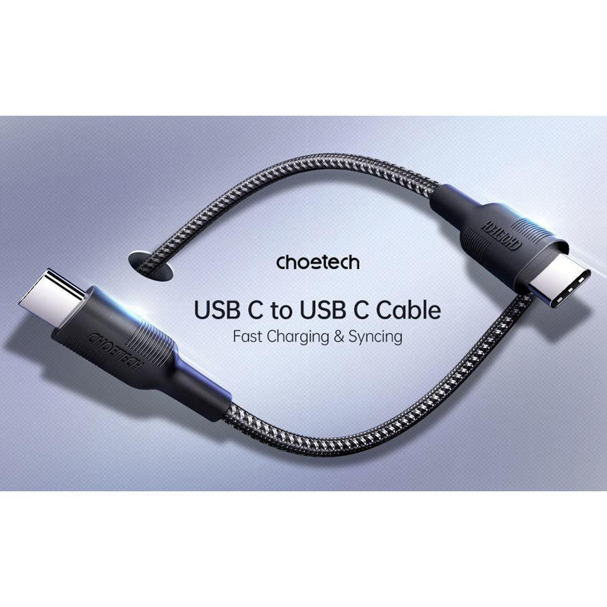 Choetech 1,2m USB-C - USB-C PD 60W Kabel, Sort – XCC-1003-V1-BK – produktbillede 2