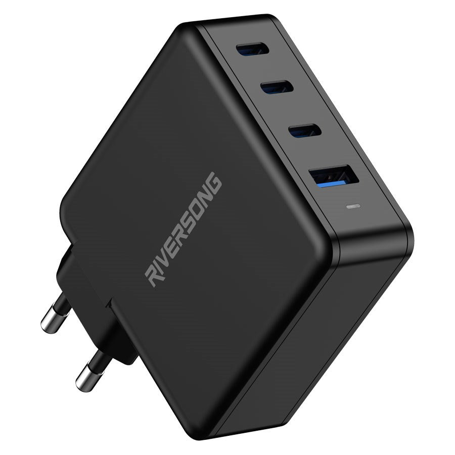 AD105 EU BLACK Riversong Powerkub, 100W Gan Charger, 3Xusb C1xusb A Output Black 1