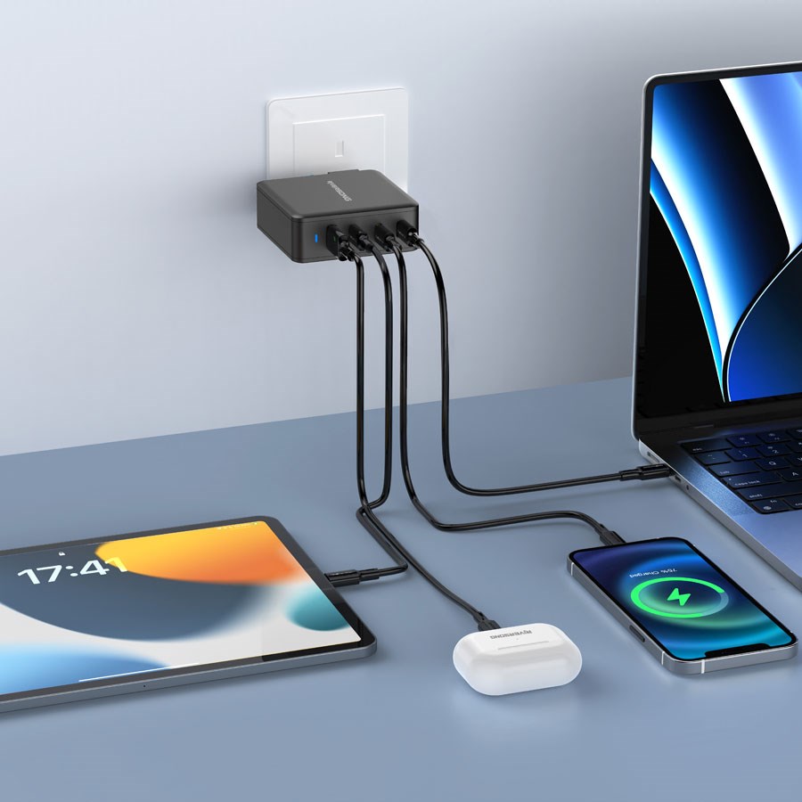 AD105 EU BLACK Riversong Powerkub, 100W Gan Charger, 3Xusb C1xusb A Output Black 2