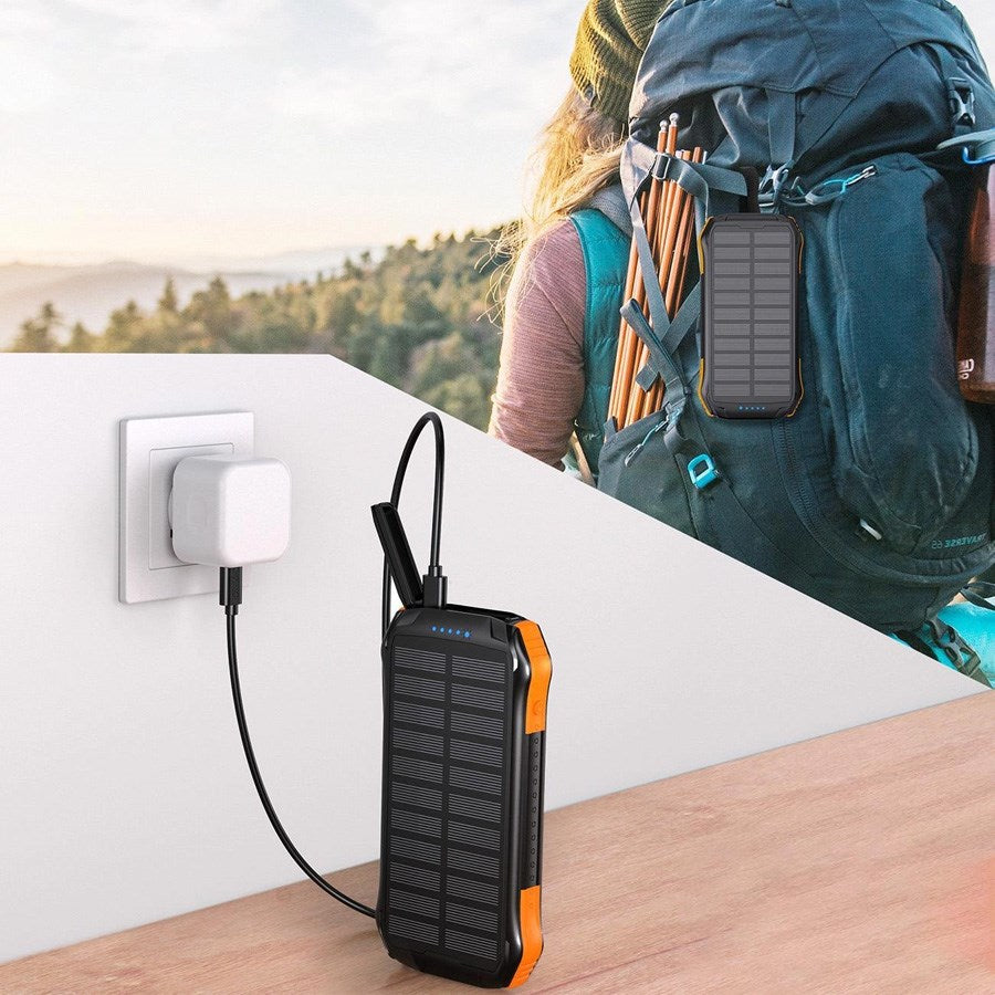 B659 Choetech Solcelle Powerbank, 10.000 Mah, Med Trådløs Opladning, Sort Orange 6