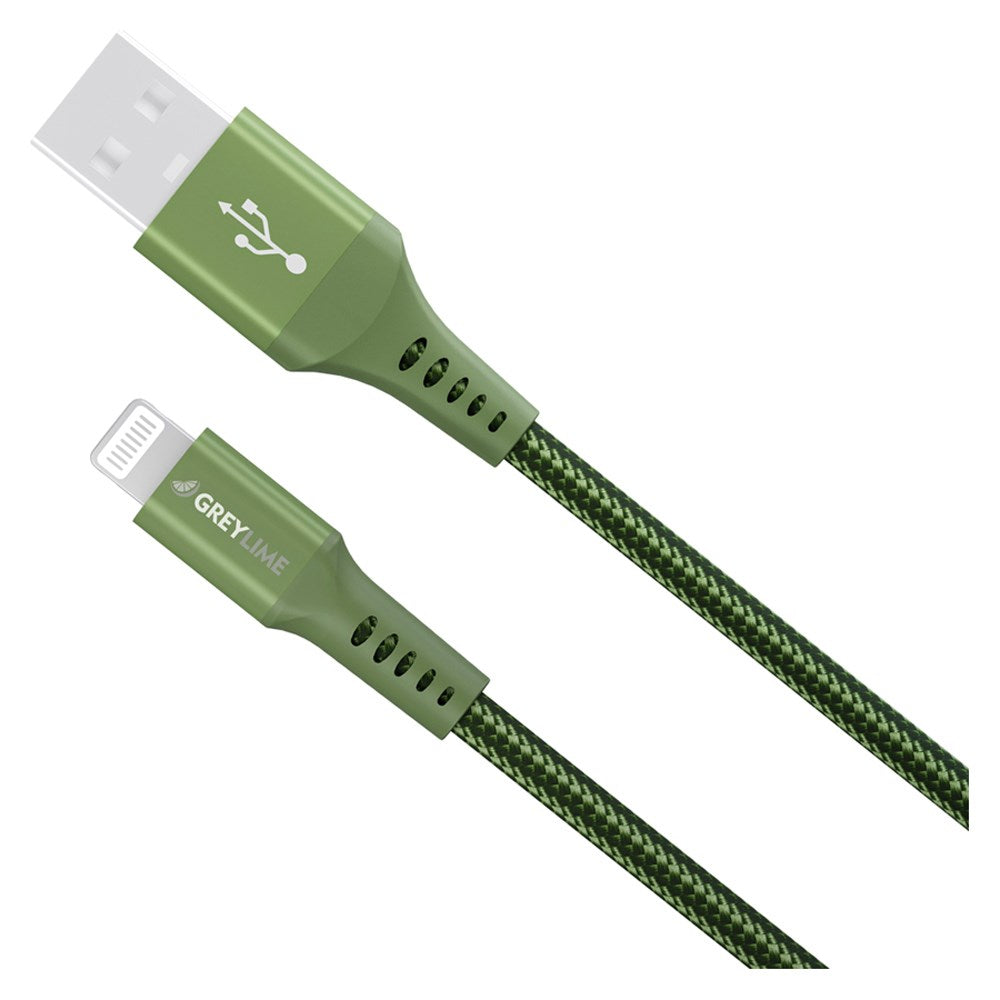 C21AL3M03 Greylime Braided USB A To Lightning Cable Green 3 M 9.84 Ft 2025 2
