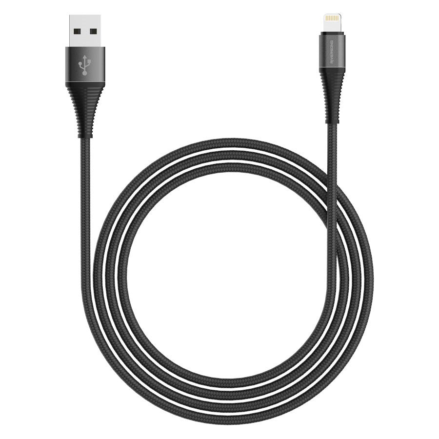 CL32 BLACK Riversong Alpha S, USB A To Lightning 2,4A Nylon Braided 1M Cable, Black 1