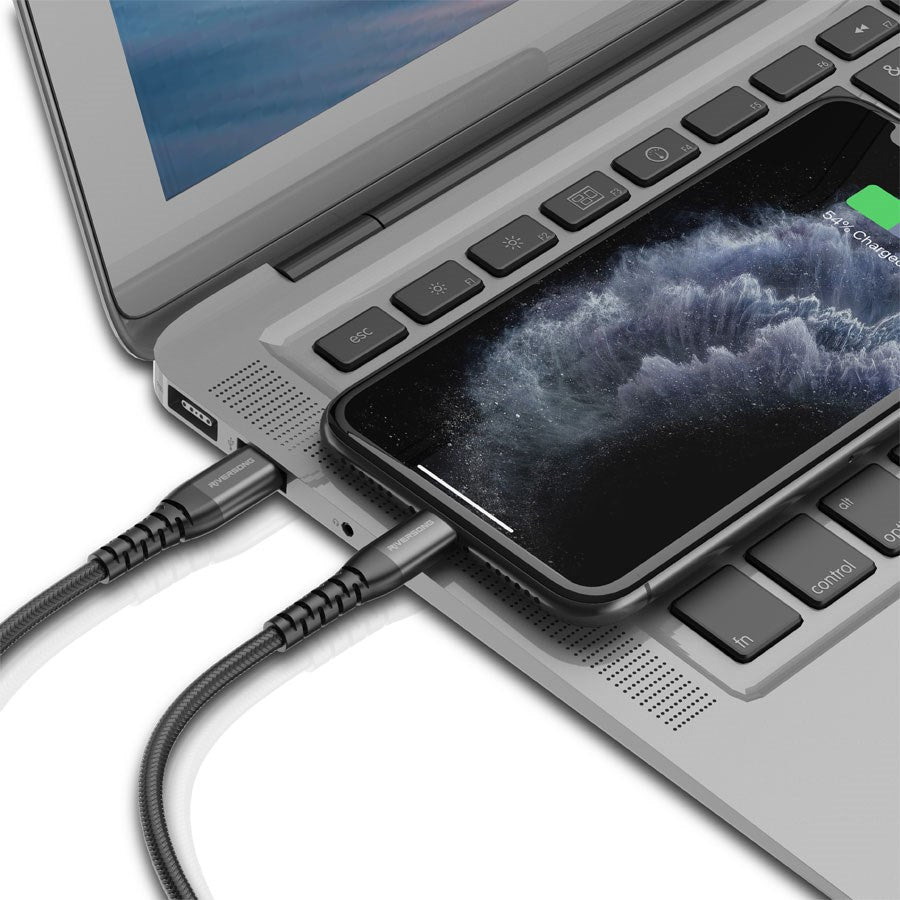 CL88N BLACK Riversong Alpha L2, USB C To Lightning 27W Nylon Braided 1M Cable, Black 4