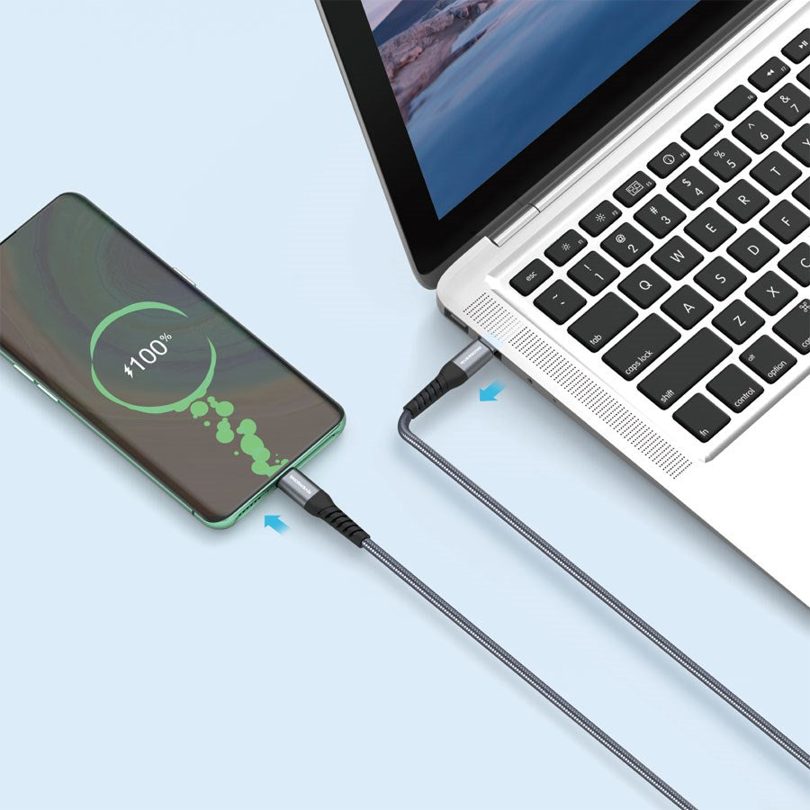 CT51 BLACK Riversong Hercules 06, 100W USB C To USB C PD Nylon Braided 2M Cable, Grey 2