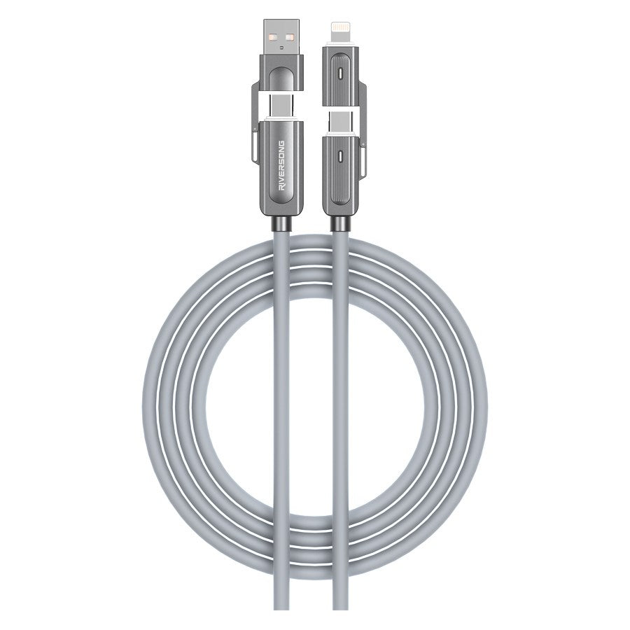 Ct63 Riversong Hercules C7, 66W Multikabel, USB A Til USB C Lightning, Grå 1
