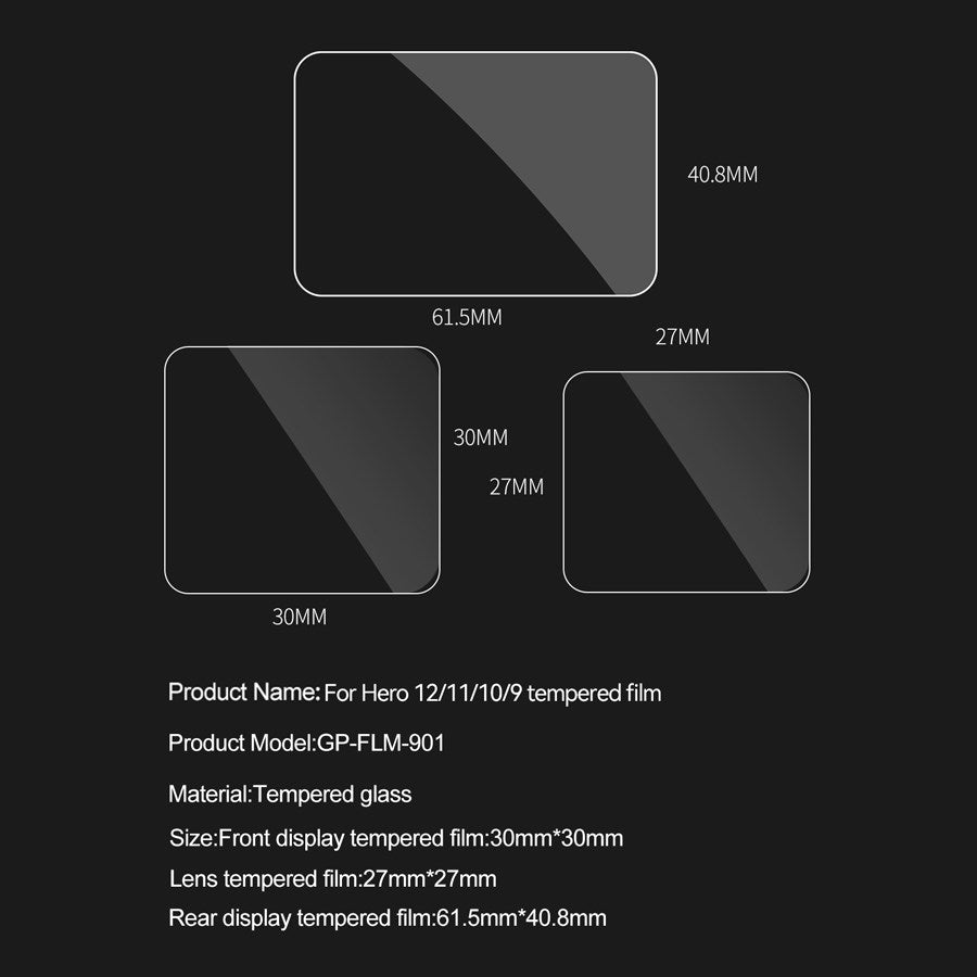 GP FLM 901 Telesin Tempered Glass Screen And Lens Protector For Gopro Hero 12 11 10 9 9