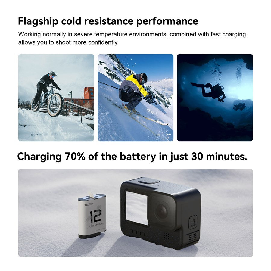 GP HPB 012 Telesin Stamina Battery For Gopro Hero 9 10 11 12 Can Working In Minus 15℃ Environment 4