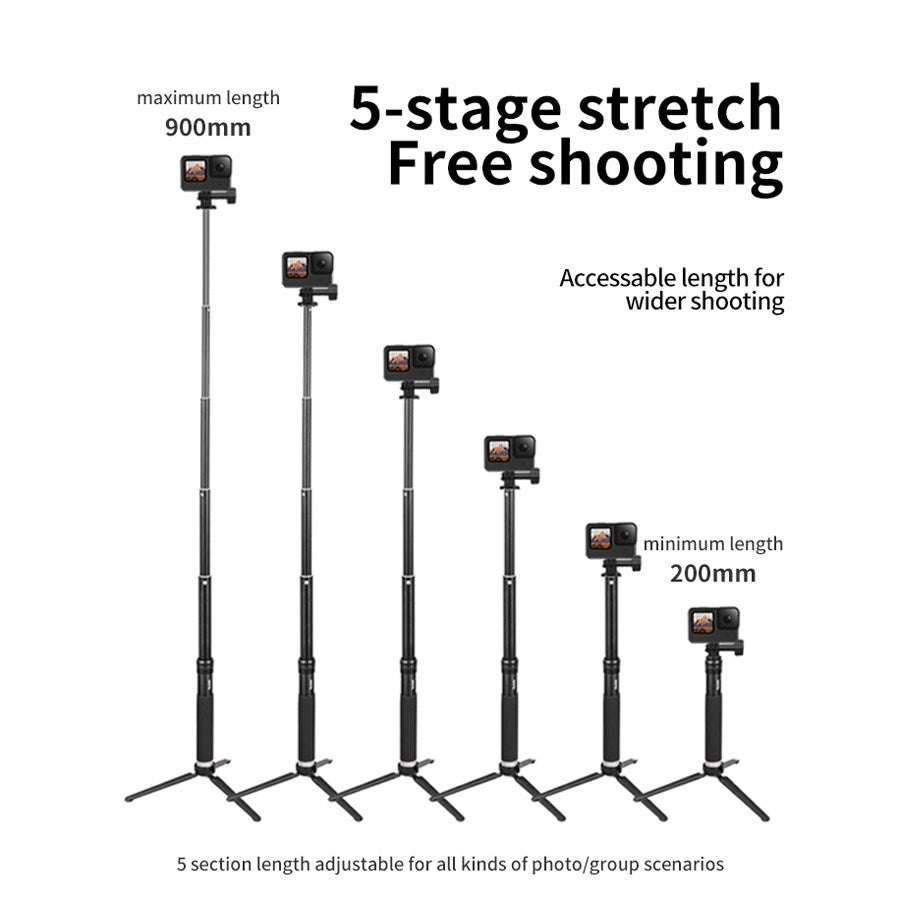 GP MNP 090 S Telesin Selfie With Aluminum Monopod Aluminum Tripod Stand For Action Cameras 6