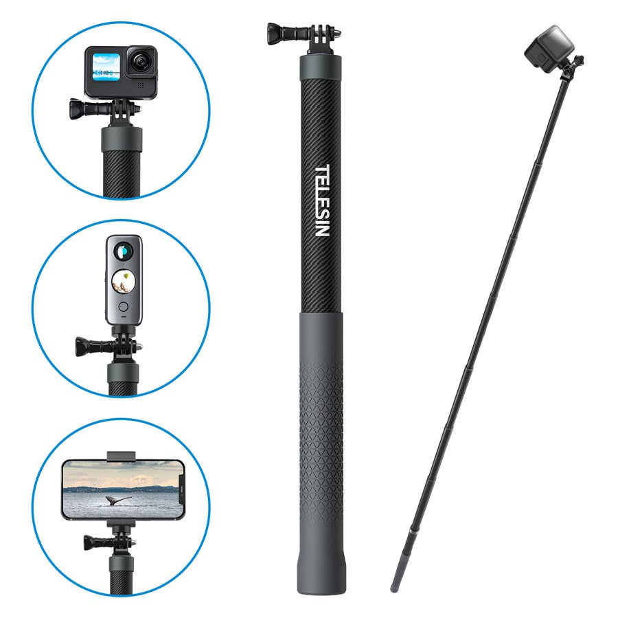 GP MNP 300 3 Telesin Third Generation 3.0M Carbon Fiber Selfie Stick For Action Cameras 2