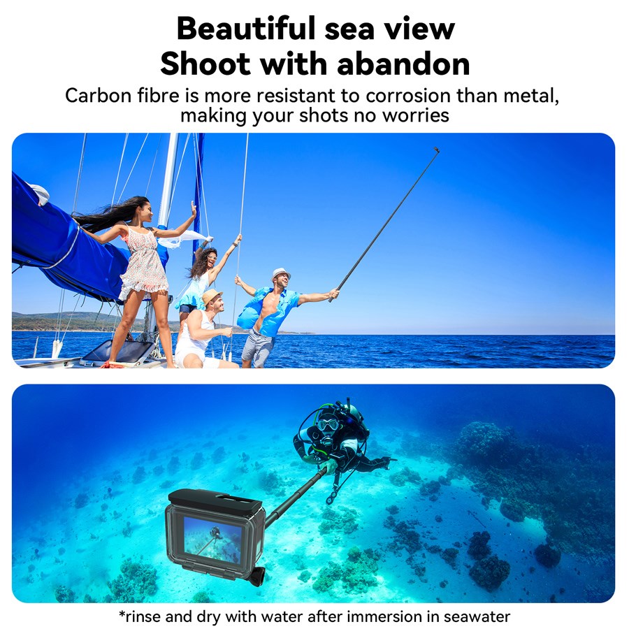 GP MNP 300 3 Telesin Third Generation 3.0M Carbon Fiber Selfie Stick For Action Cameras 8