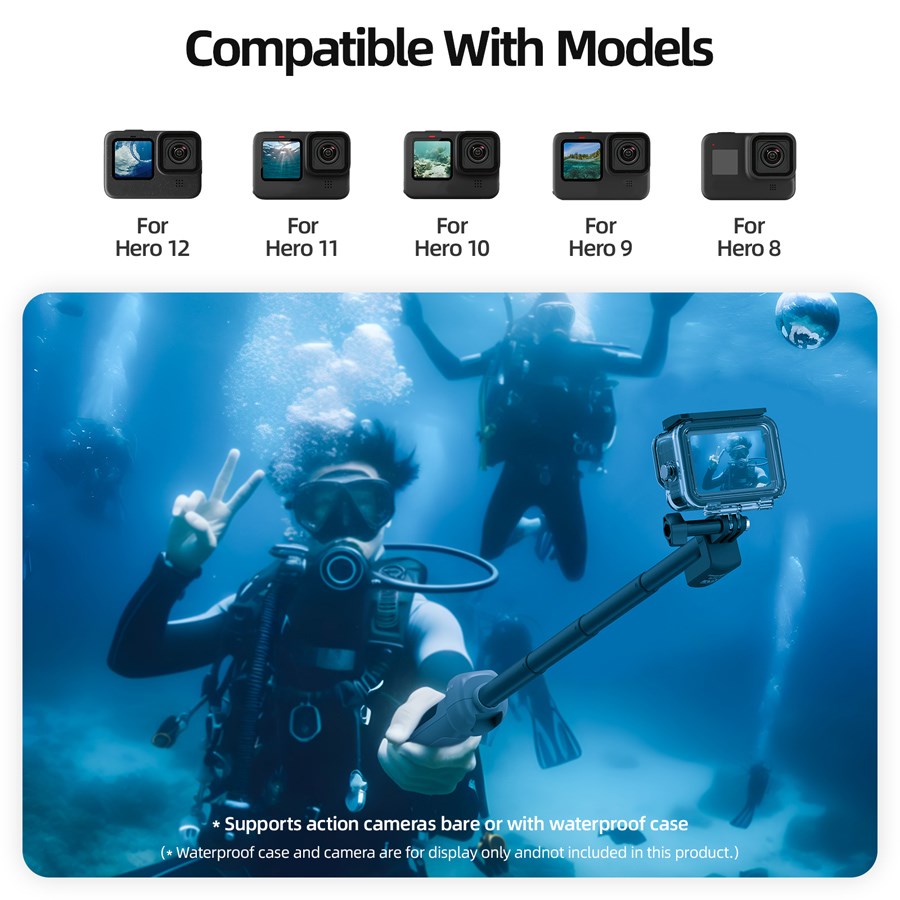 GP WBT 001 Telesin Underwater Selfie Stick With Remote Control For Hero 13 12 11 10 9 8 6