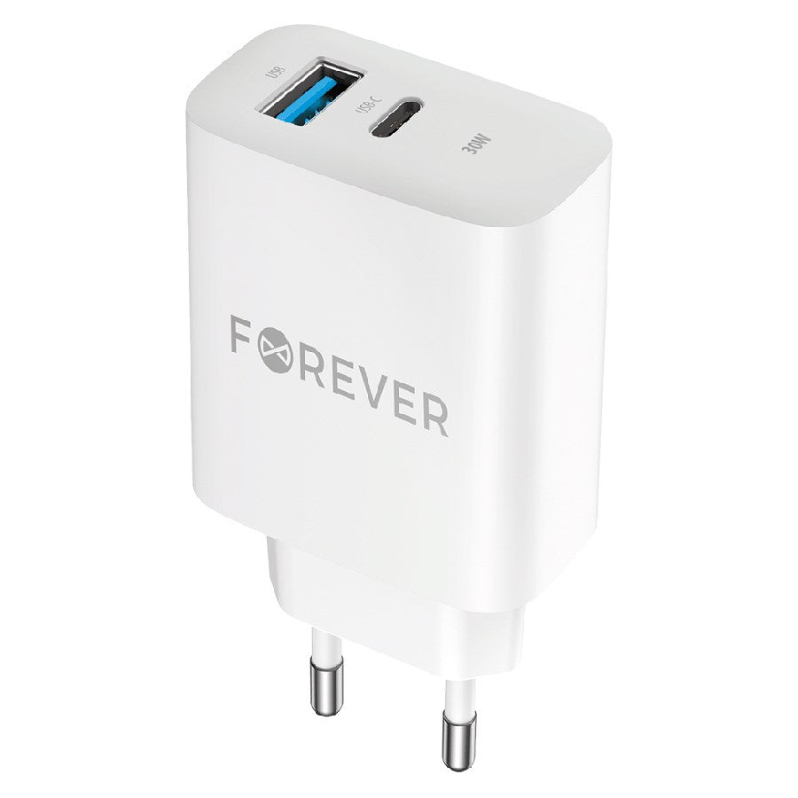 Gsm172201 Forever 30W Charger, 1 X USB C PD & 1 X USB A QC, White 1
