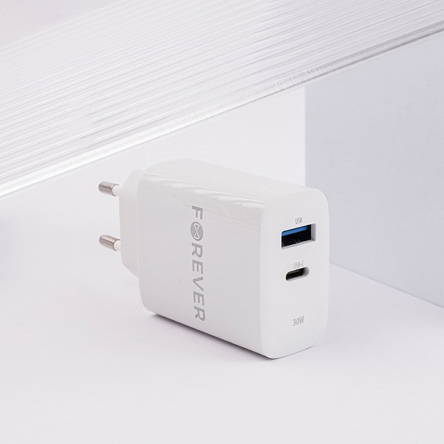 Gsm172201 Forever 30W Charger, 1 X USB C PD & 1 X USB A QC, White 5