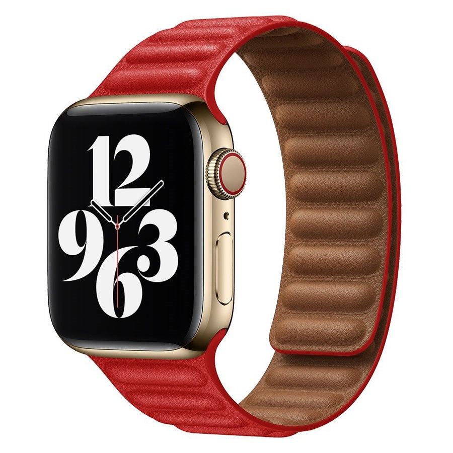 LPAW060 Lippa Apple Watch Magnetisk Læderrem 38 40 41, Rød 1
