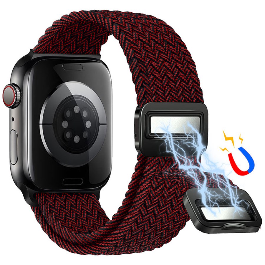 LPAW146 Lippa Apple Watch Nylon Strap Incl. Magnetic Lock 42 (Series1,2,3) 44 45 46 49Mm, Red 3