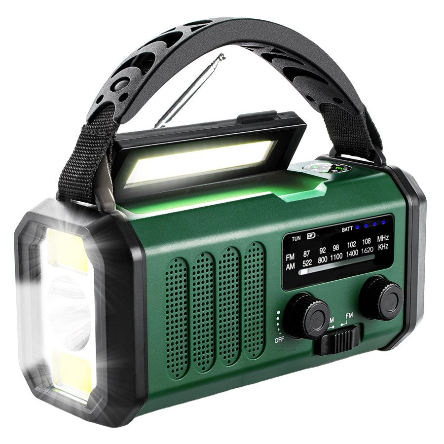 LPFMR03 Lippa FM Nødradio, Håndsving, Solcellepanel, Kompas, 10.000 Mah Powerbank, Grøn 1