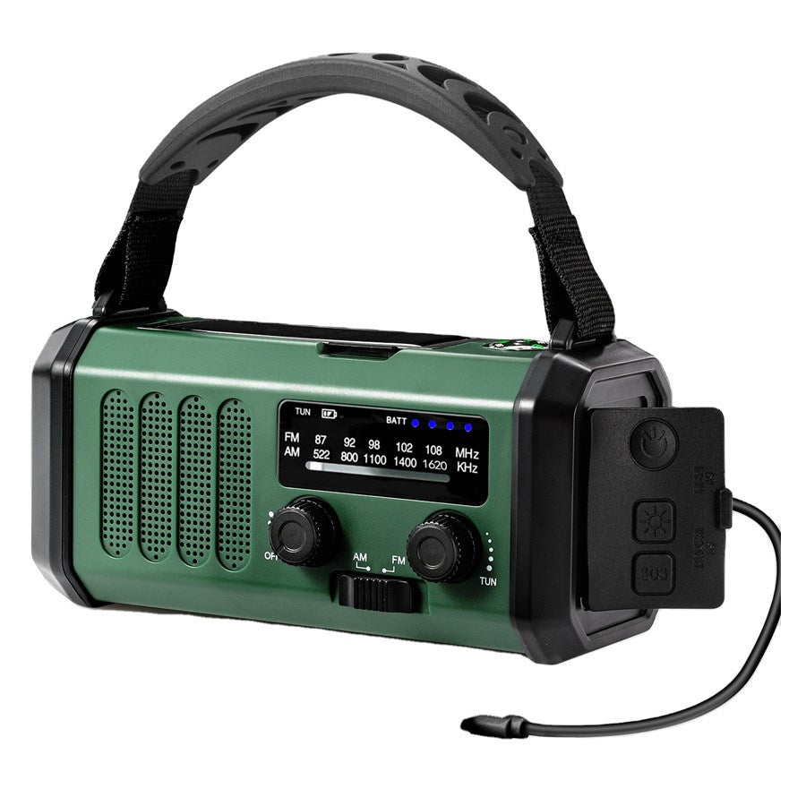 LPFMR03 Lippa FM Nødradio, Håndsving, Solcellepanel, Kompas, 10.000 Mah Powerbank, Grøn 6