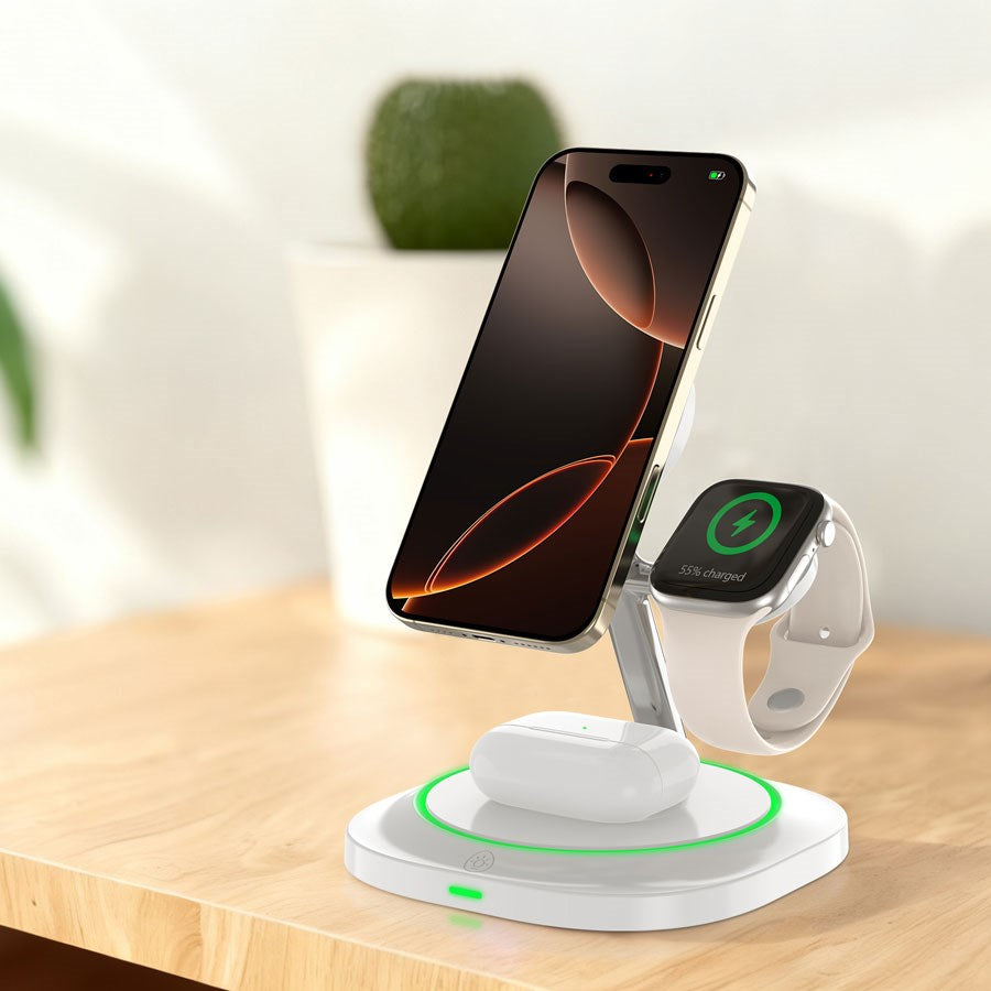 LPWCS02 Lippa 3 In 1 15W Wireless Charger Stand, White 3