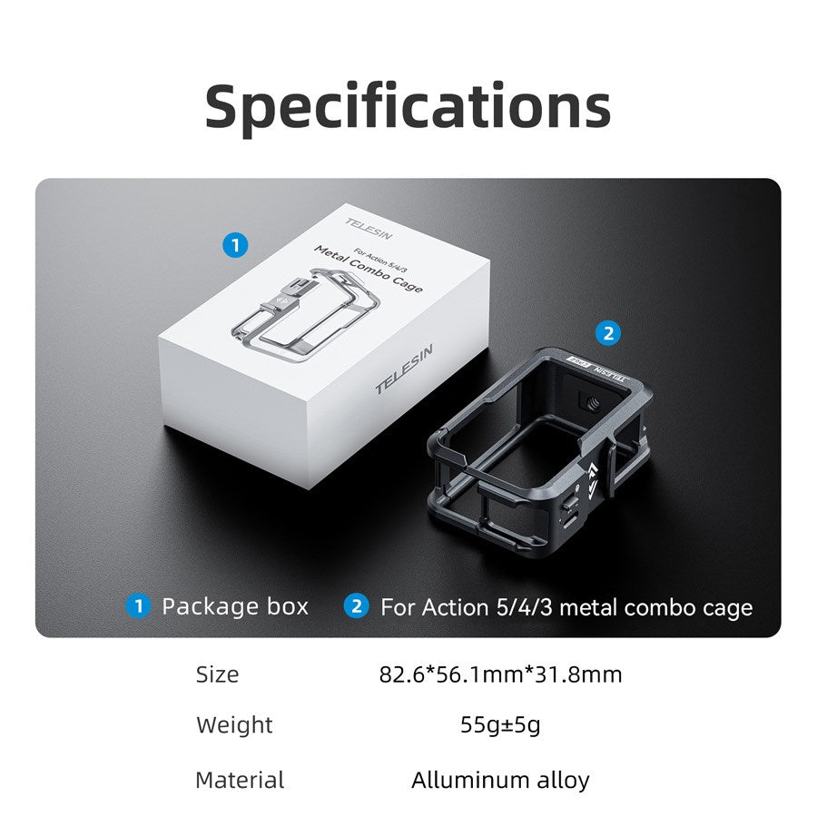 OA FMS 004 Telesin Metal Cage For DJI Osmo Action 3 4 10