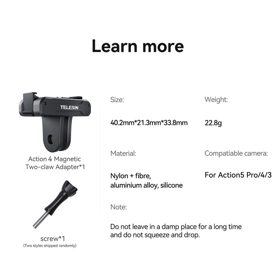 OA TPM T04 Telesin Magnetic Dual Claw Mount For DJI Osmo Action 3 4 5Pro 9