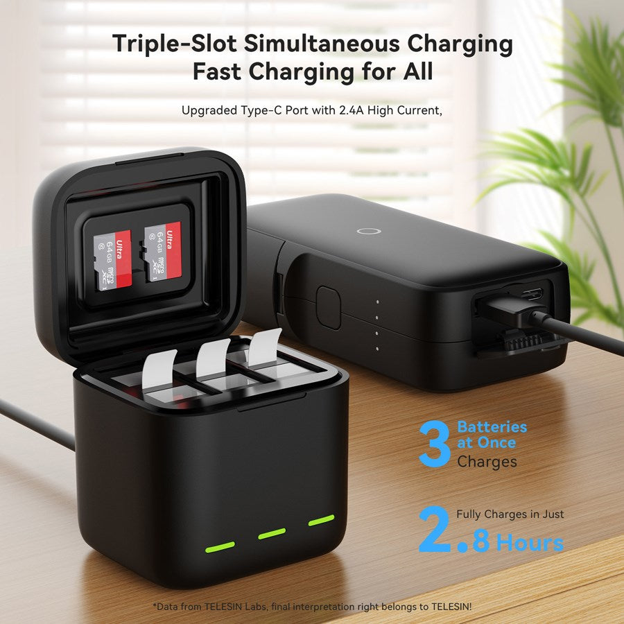 S0 BCG 10 TGP Telesin 3 Slot Storage Charging Box For Gopro Hero 1 Battery 3