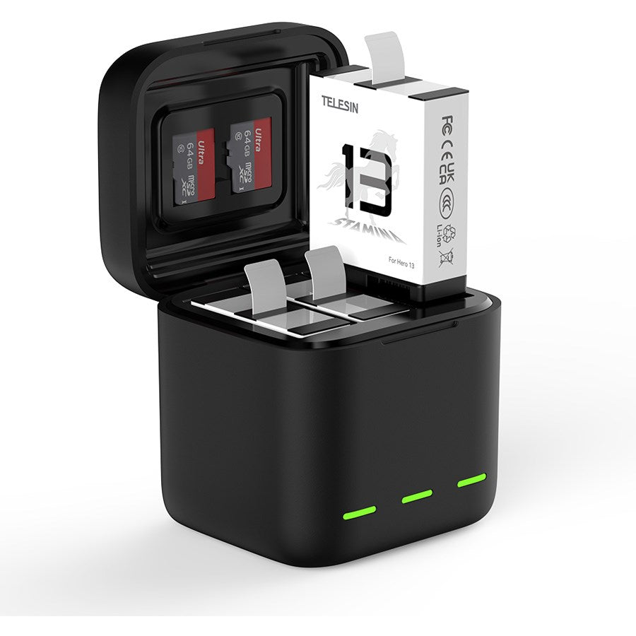 S0 BCG 10 TGP Telesin 3 Slot Storage Charging Box For Gopro Hero 1 Battery 9