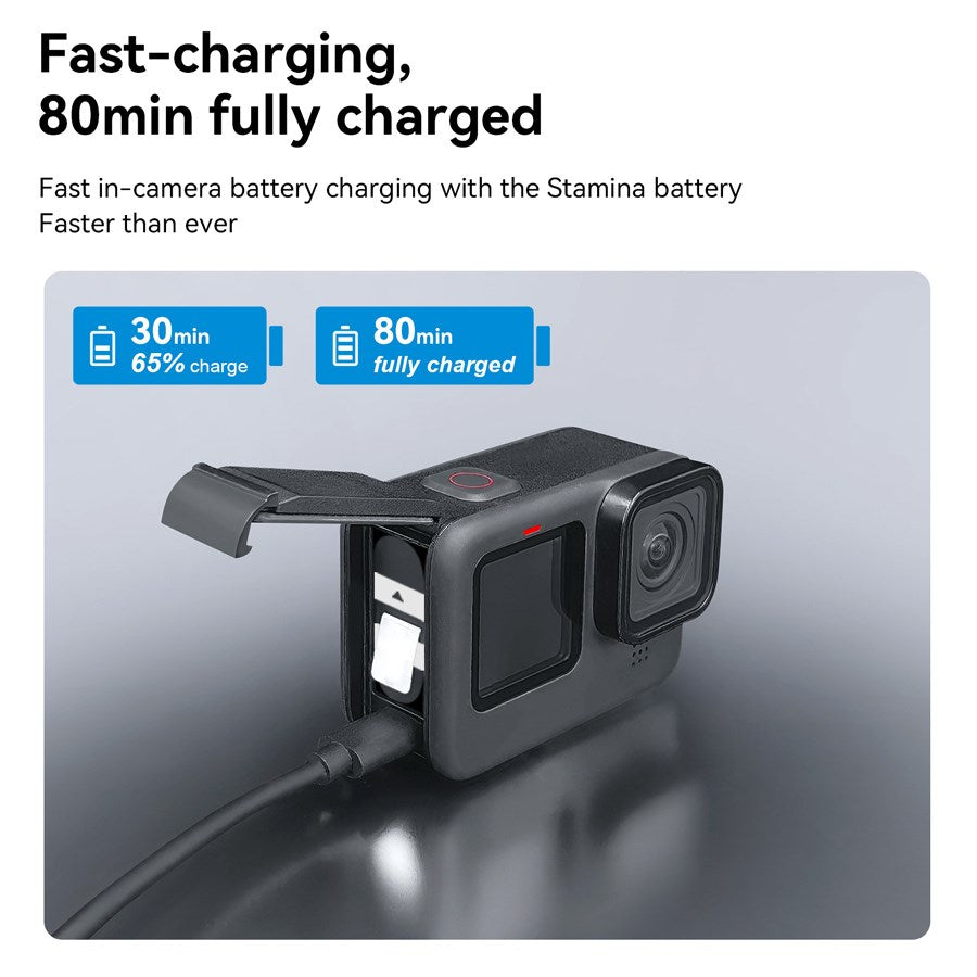 S0 ECB 01 TGP Telesin Pocket Size 3 Slot Charger Box 2Pcs Stamina Battery Kit Gopro Hero9 10 11 12 Batteries 7