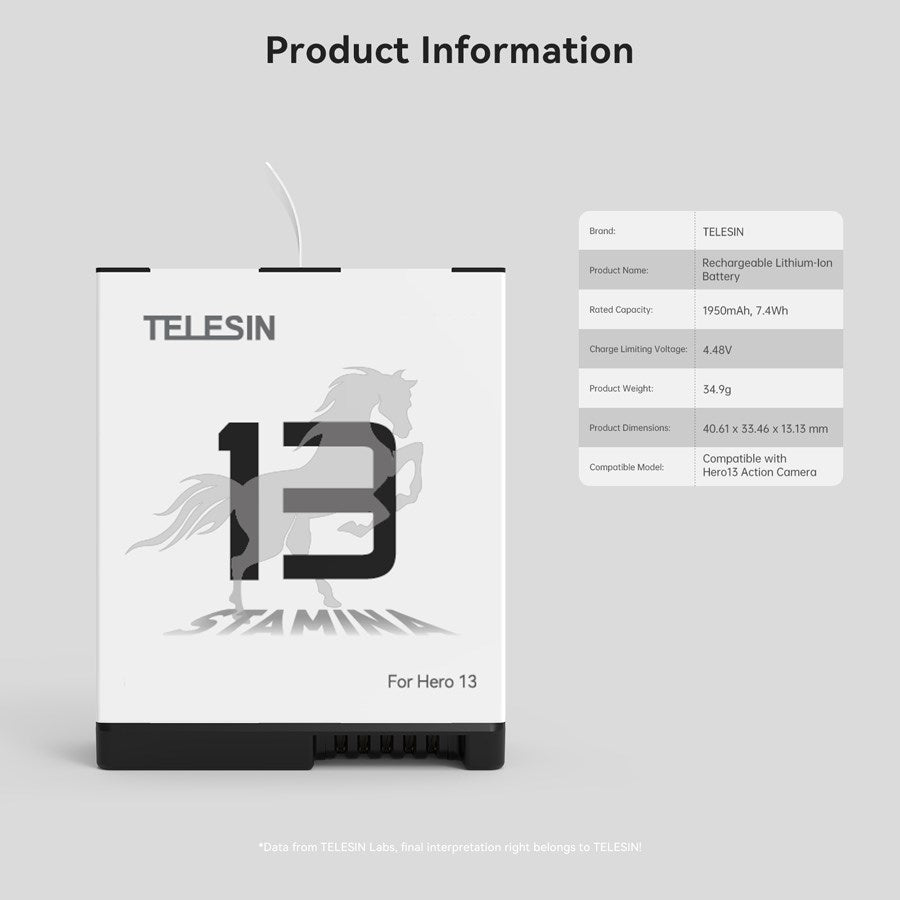 S0 ECB 09 TGP Telesin Pocket Size 3 Slot Charger Box 2Pcs Stamina Battery Kit Gopro Hero 13 Batteries 9