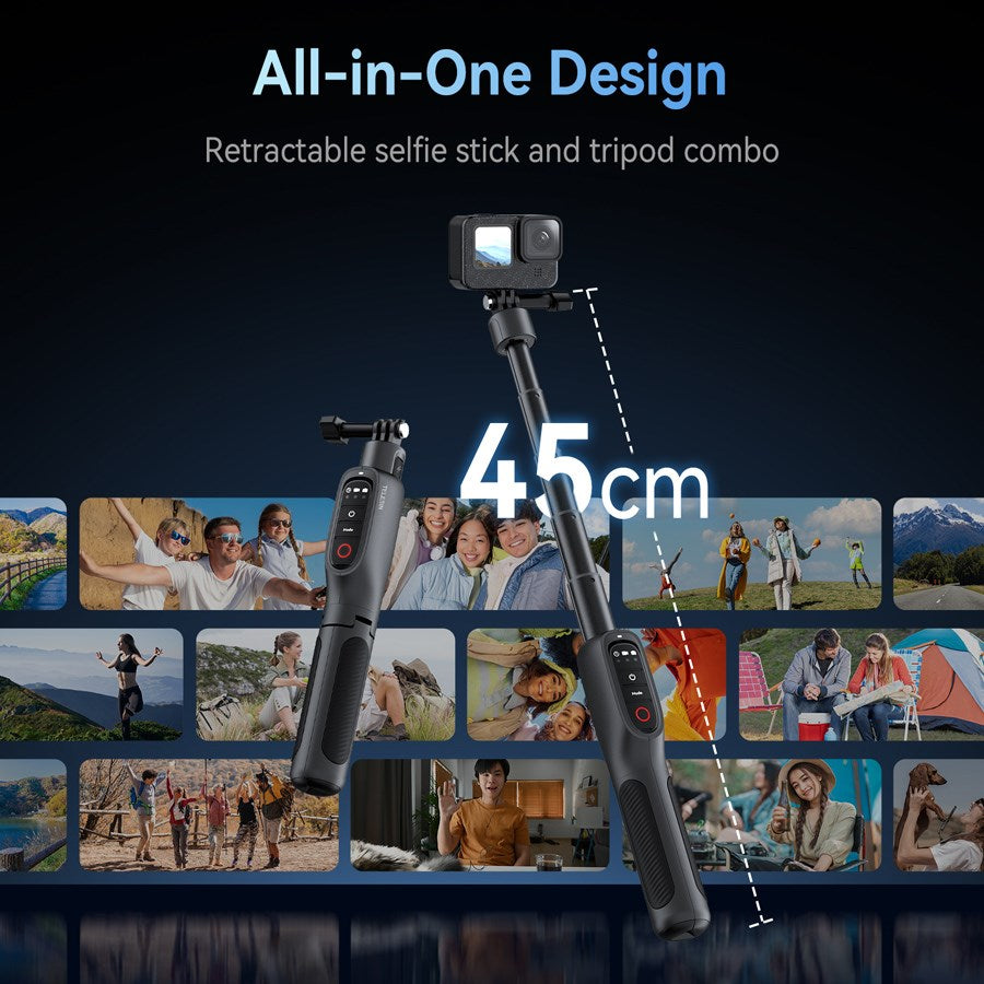 S1 CSS 01 TGP Telesin Shorty Rechargeable Remote Control Tripod Selfie Stick Hero 13 12 11 10 9 Max 5