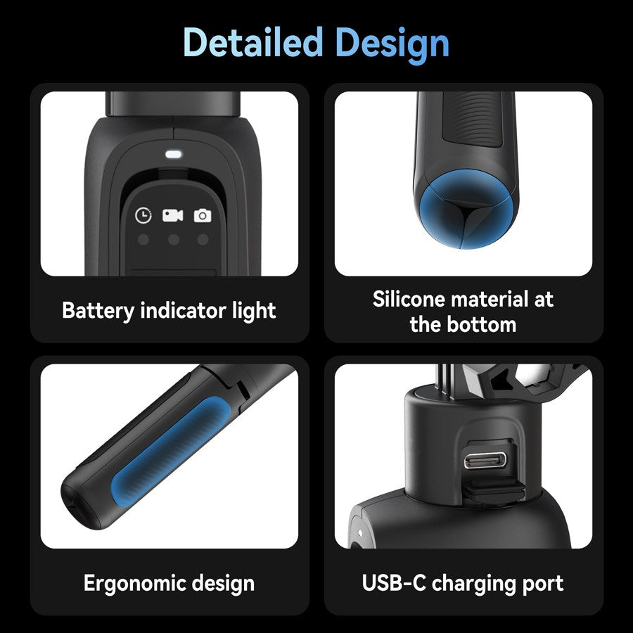 S1 CSS 01 TGP Telesin Shorty Rechargeable Remote Control Tripod Selfie Stick Hero 13 12 11 10 9 Max 7