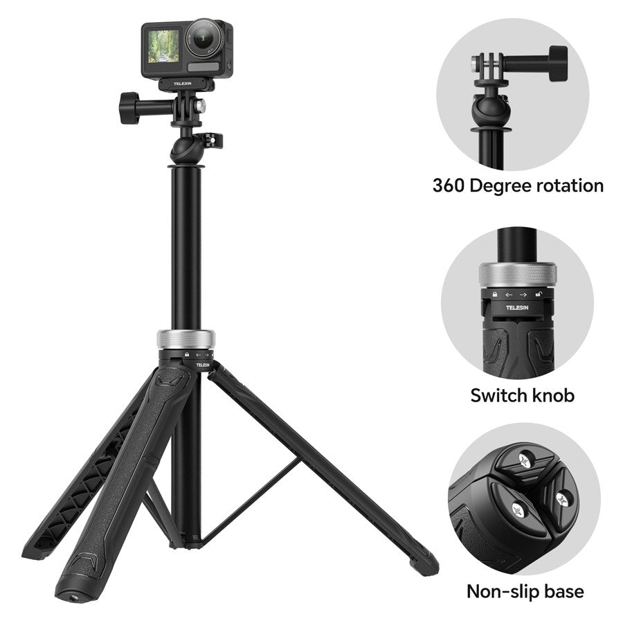 S1 TSS 01 Telesin Universal Tripod Selfie Stick For Action Cameras 6