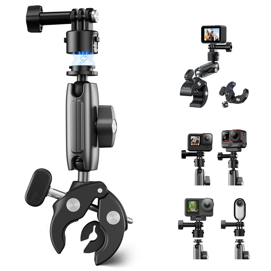 S3 HBM 01 Telesin Crab Claw Clamp Mount With Quick Release For Action Camera(Aluminum Alloy Pea Clip) 3