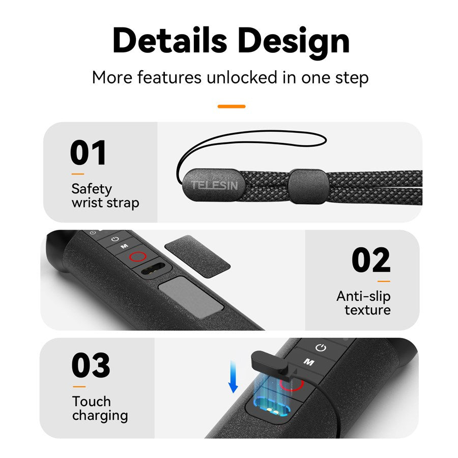 S4 FHG 01 TGP Telesin Floating Hand Grip With Remote Control For Hero 13 12 11 10 9 8 8