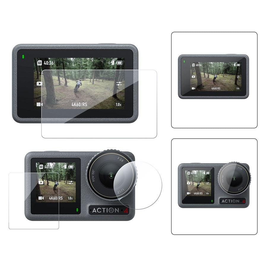S6 FLM 06 TDJ Telesin Tempered Glass Protector Kit Dji Osmo Action 3 4 Lens Screen 2