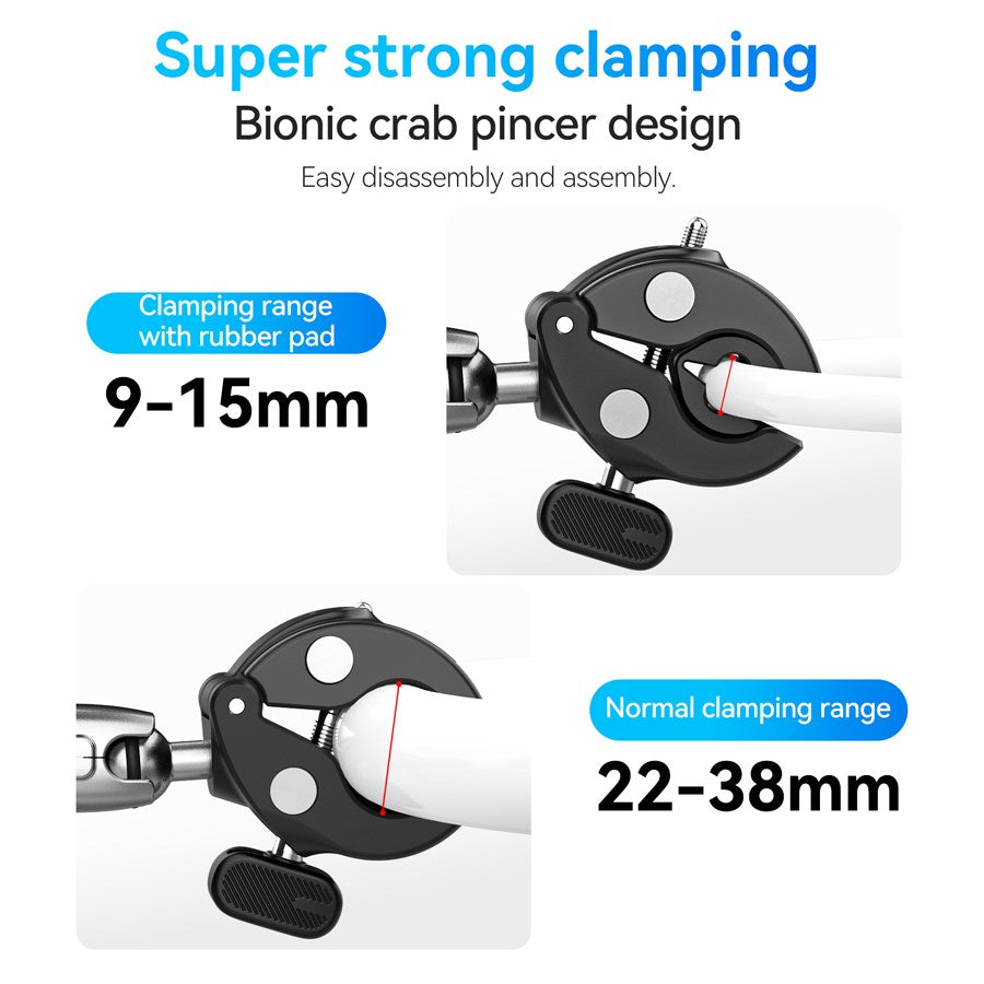 Telesin GP HBM 001 D TELESIN Doubleheaded Crab Clamp Bike Motorcycle For Action Cameras 6