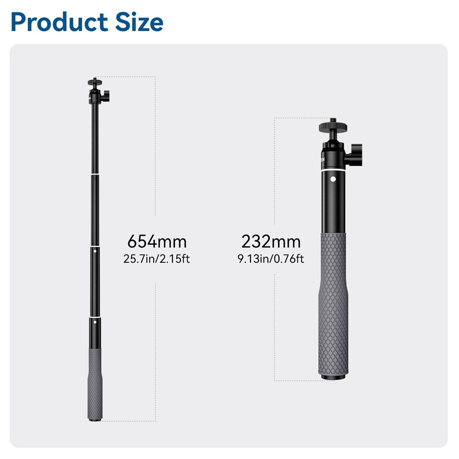 WSS 001 Telesin Aluminium Alloy Waterproof Ball Head Selfie Stick For Action Cameras 6