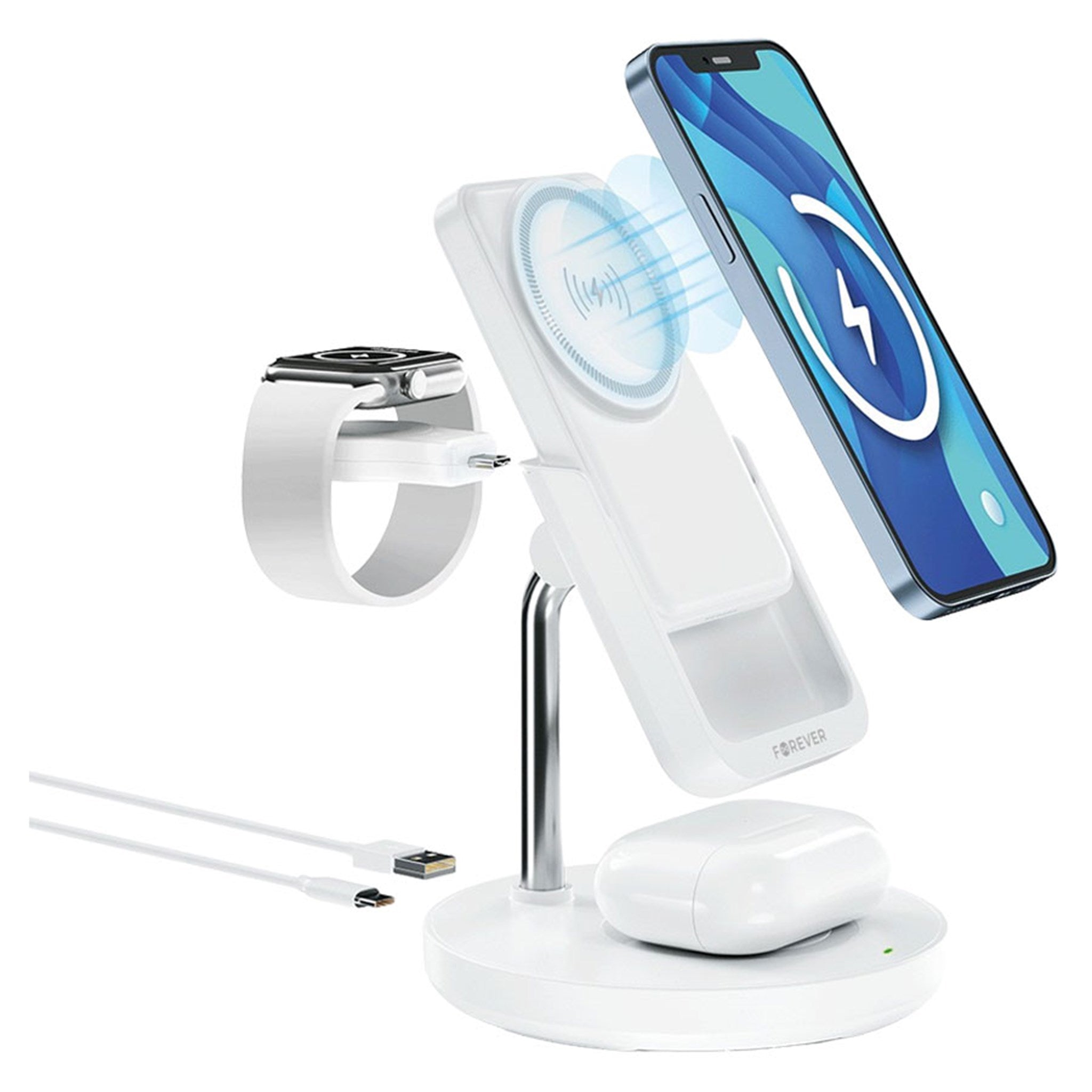 GSM 173083 Forever MACS 100 Trådløs Magsafe Oplader Med 5.000 Mah Powerbank Hvid 2