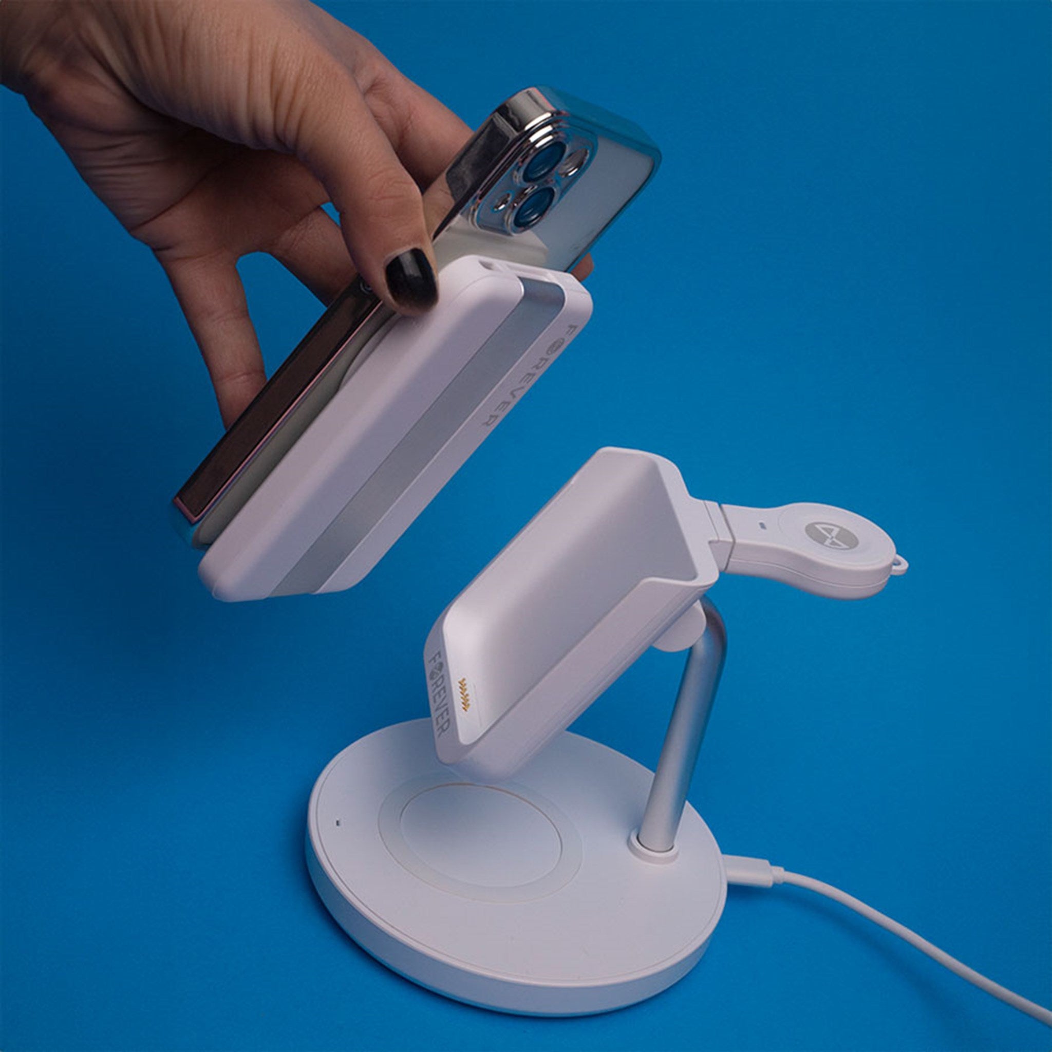 GSM 173083 Forever MACS 100 Trådløs Magsafe Oplader Med 5.000 Mah Powerbank, Hvid 5