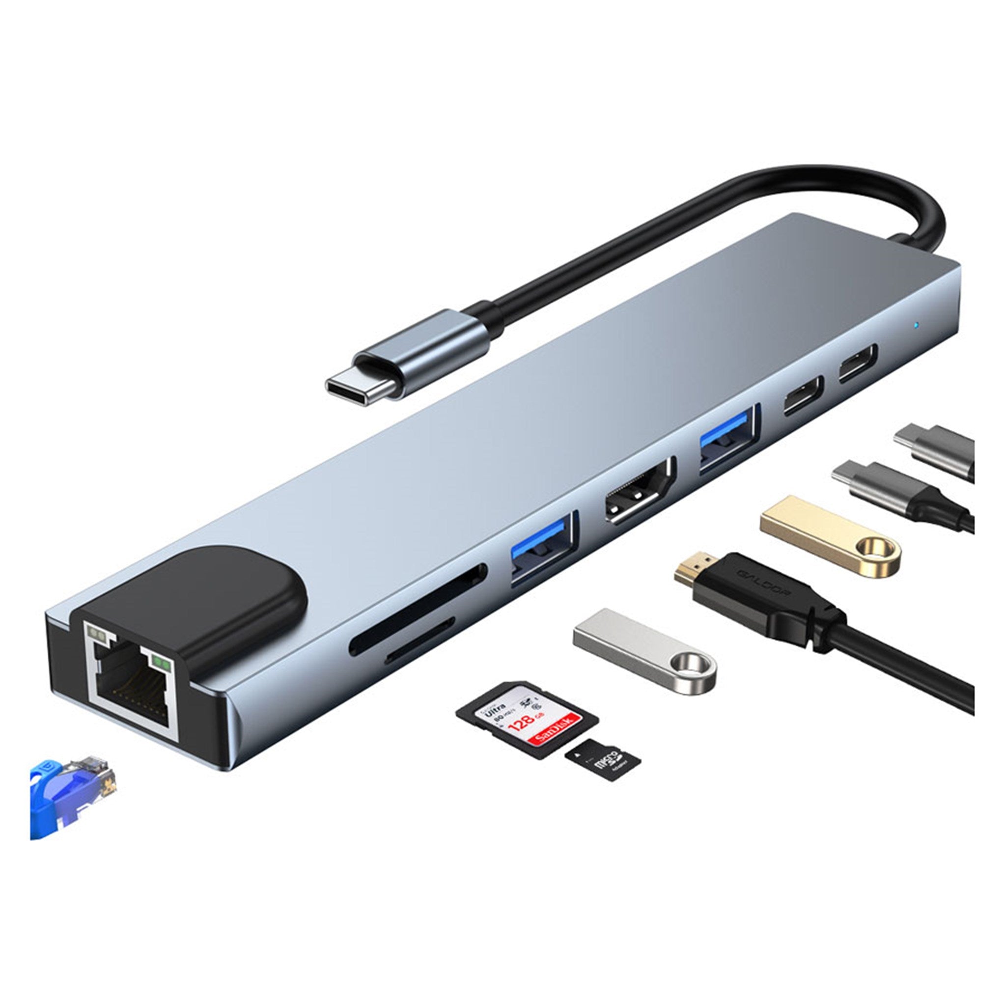 LPGQ22H121 Lippa 8 In 1 87W USB C PD 4K HDMI & Ethernet Hub 03