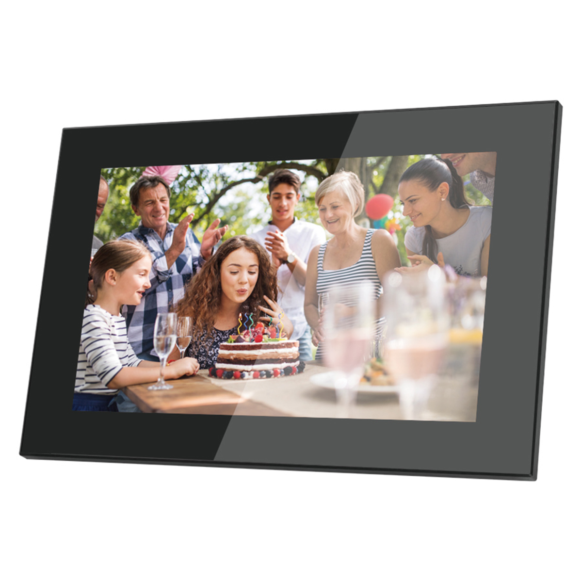 Lippa 10" Frameo - Digital billedramme i glas, Sort – LPFR10GL