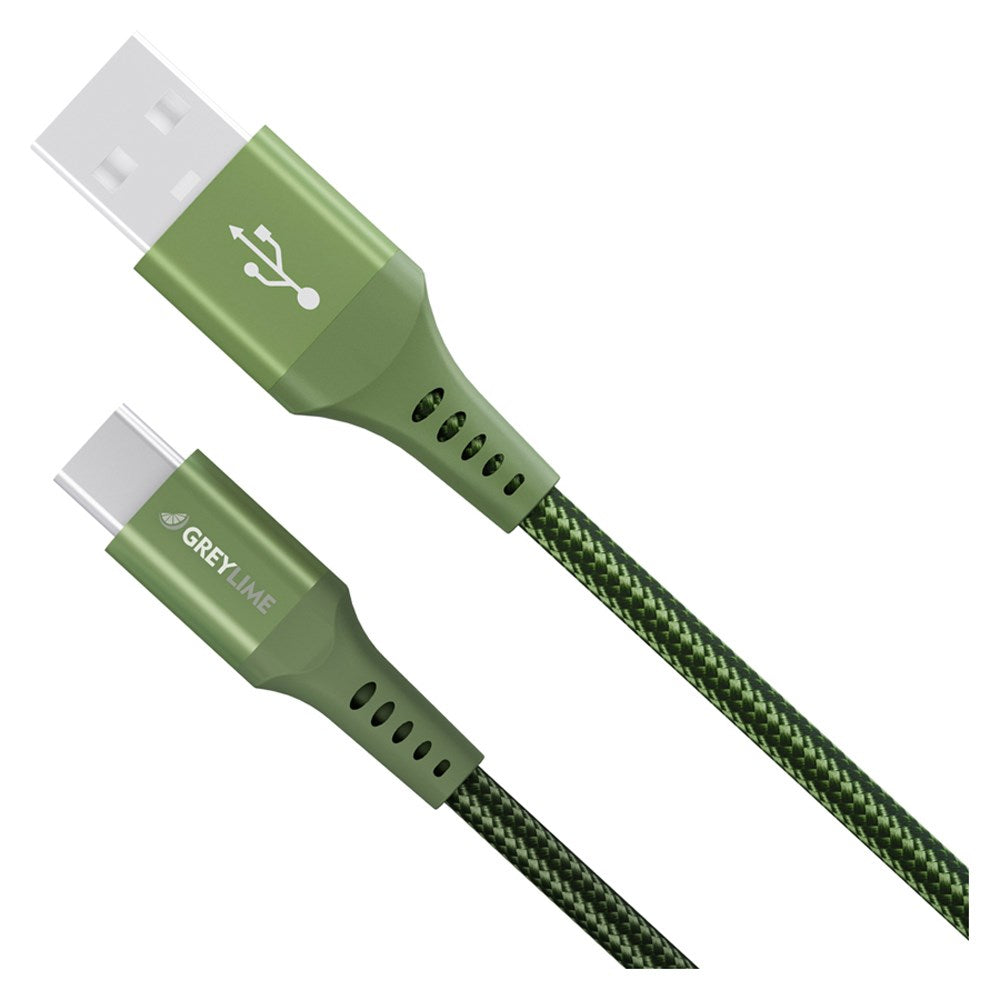 C21AC3M03 Greylime Braided USB A To USB C Cable Green 3 M 9.84 Ft 2025 2