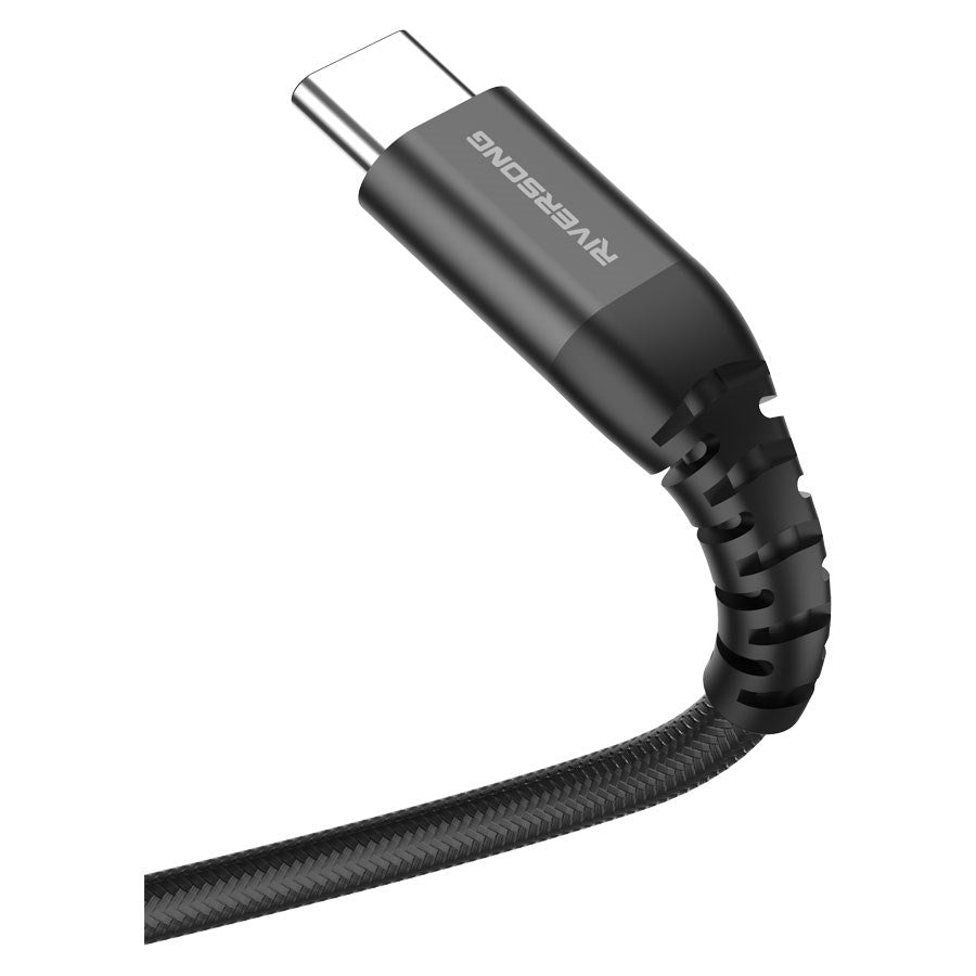 CL88N BLACK Riversong Alpha L2, USB C To Lightning 27W Nylon Braided 1M Cable, Black 3