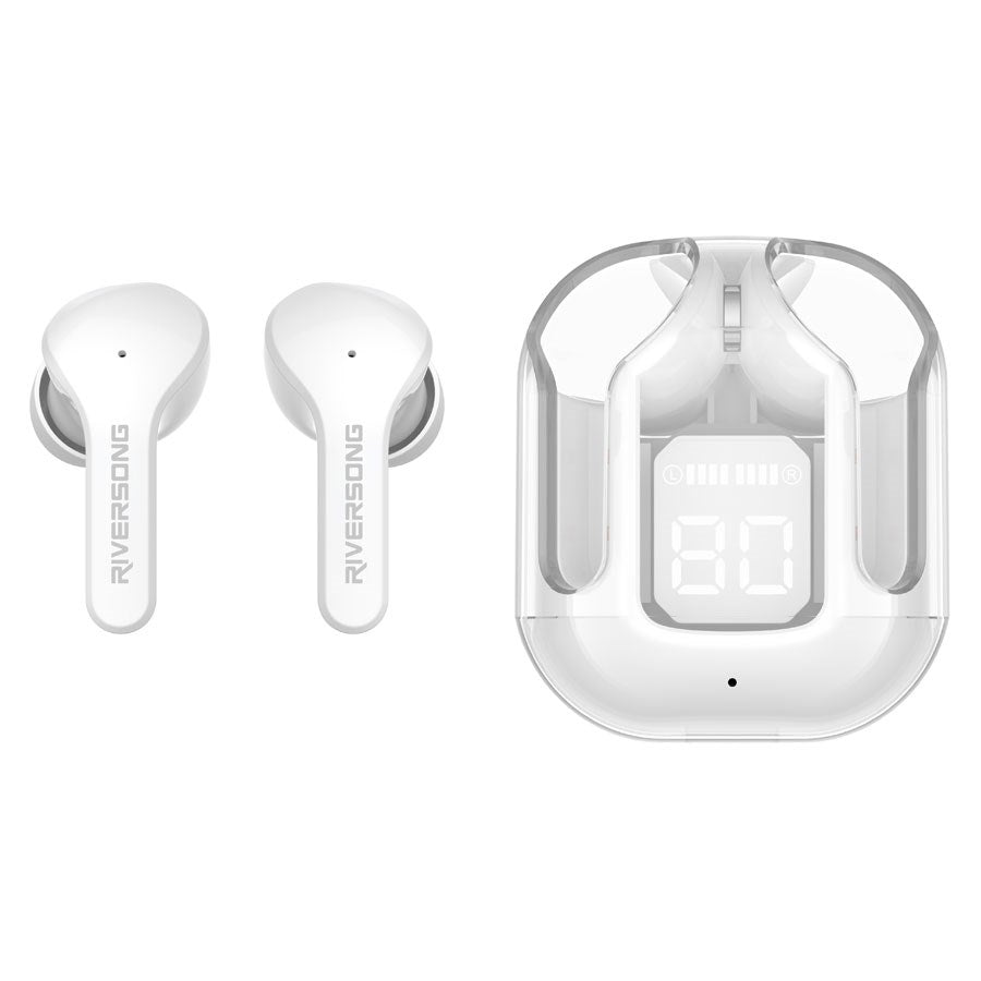 EA233 WHITE Riversong Airfly M2, TWS ENC Earphones With 30 Hour Battery, White 1